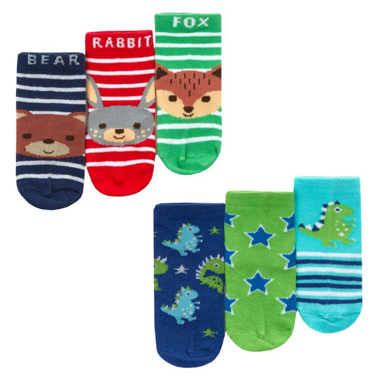 Picture of 44B973: BABY BOYS 3 PACK COTTON RICH DESIGN ANKLE SOCKS